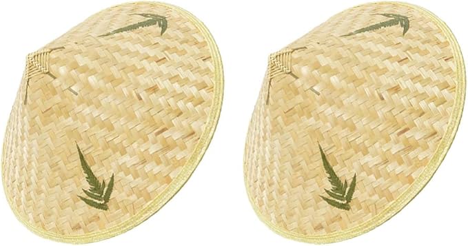 angoily 日本草帽 2 件套 coolie 帽子 传统中国草锥帽 亚洲夏季太阳